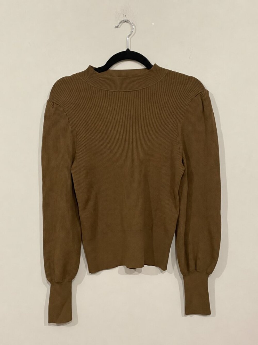 Banana Republic Women’s Brown Ribbed Puff-Sleeve Sweater Size Small